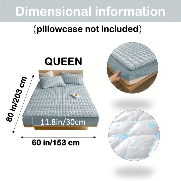 AquaQuard - 1pc Waterdichte matrasbeschermer met gewatteerd ontwerp, past op diepe matrassen, voor slaapkamer of logeerkamer