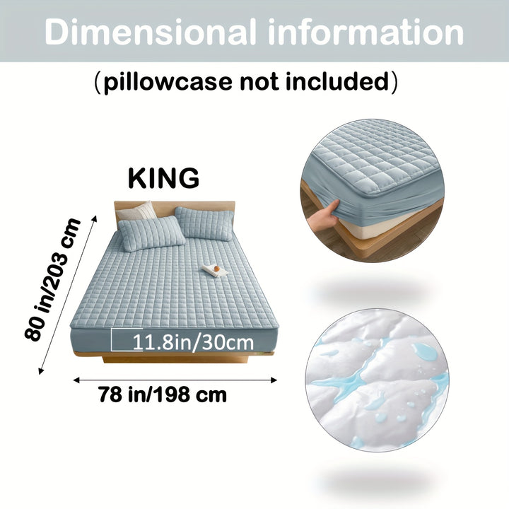 AquaQuard - 1pc Waterdichte matrasbeschermer met gewatteerd ontwerp, past op diepe matrassen, voor slaapkamer of logeerkamer