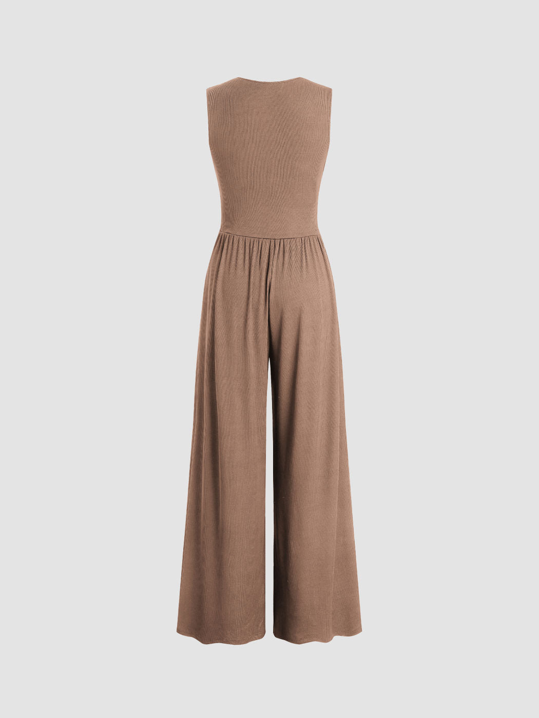 Irina - V-hals jumpsuit met ruches en wijde pijpen