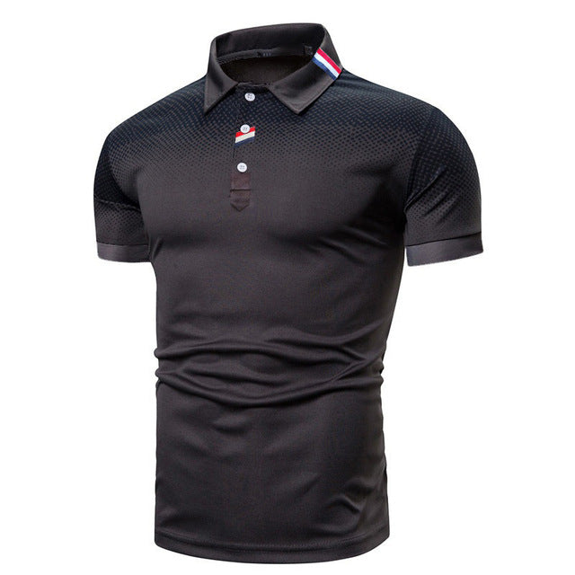 Polo homme Black James à manches courtes et col côtelé