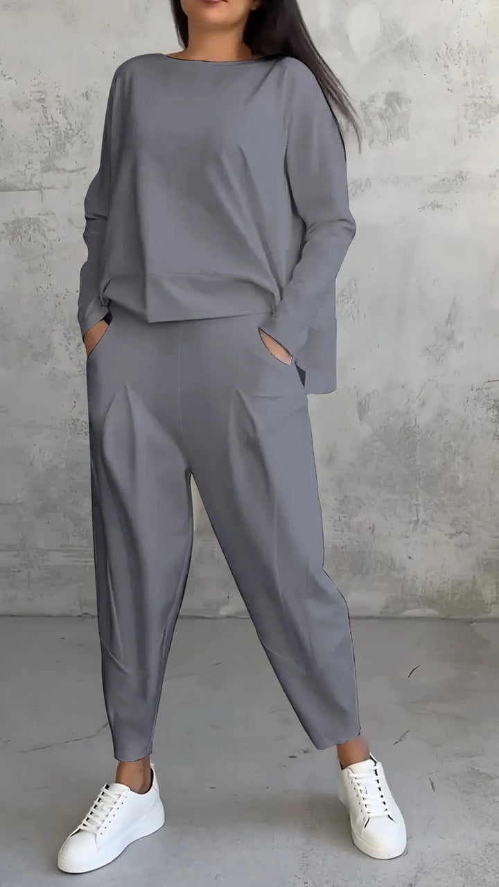 Anwen - Casual two-piece suit with round neck and long sleeves