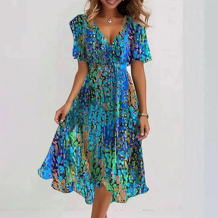 Daphne™ | Elegant Short Sleeve Chiffon Dress