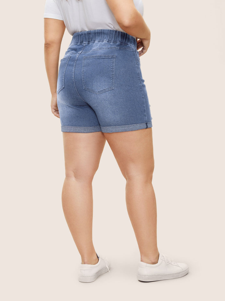 Jazz - Distressed rolzoom denim shorts met koord