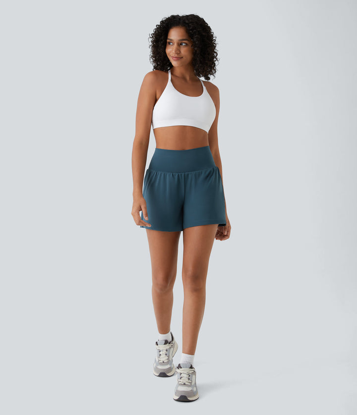 Ayla™ | 2-in-1 yoga shorts with high waist, back pocket and side pocket