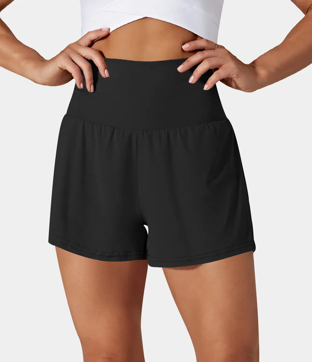 Ayla™ | 2-in-1 yoga shorts with high waist, back pocket and side pocket