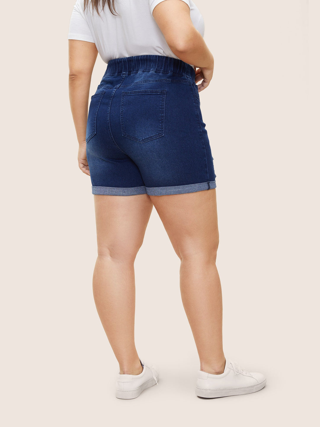 Jazz - Distressed rolzoom denim shorts met koord