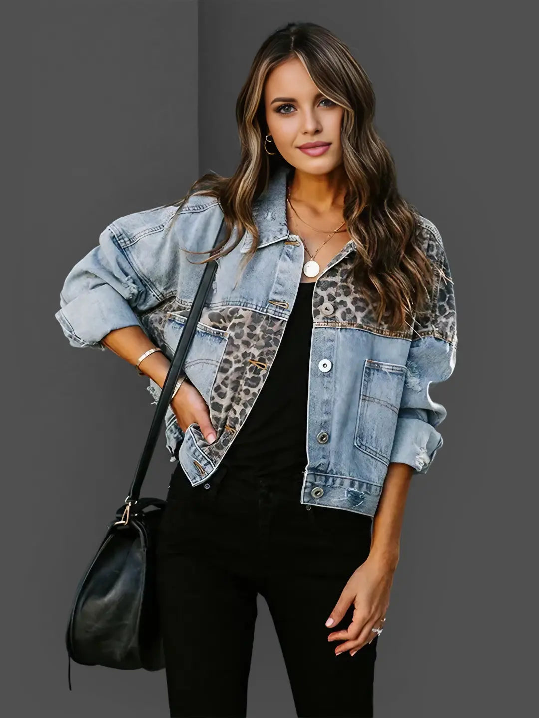 Leila | Leopard Print Denim Jacket