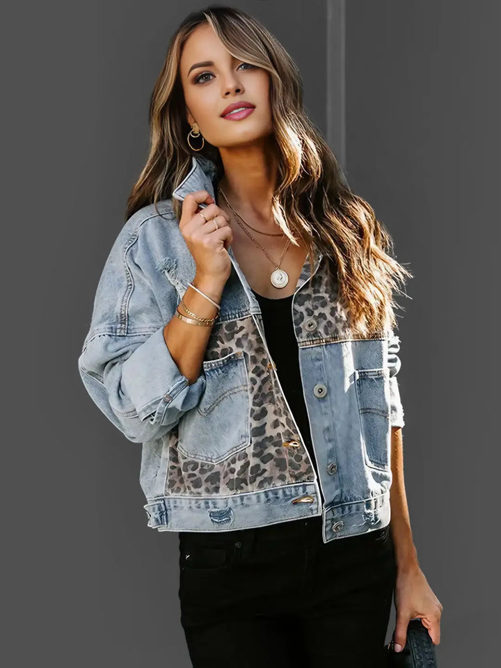 Leila | Leopard Print Denim Jacket