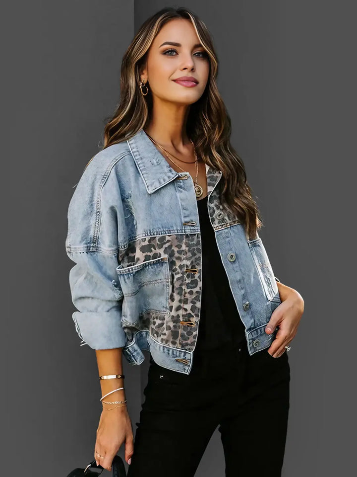 Leila | Leopard Print Denim Jacket