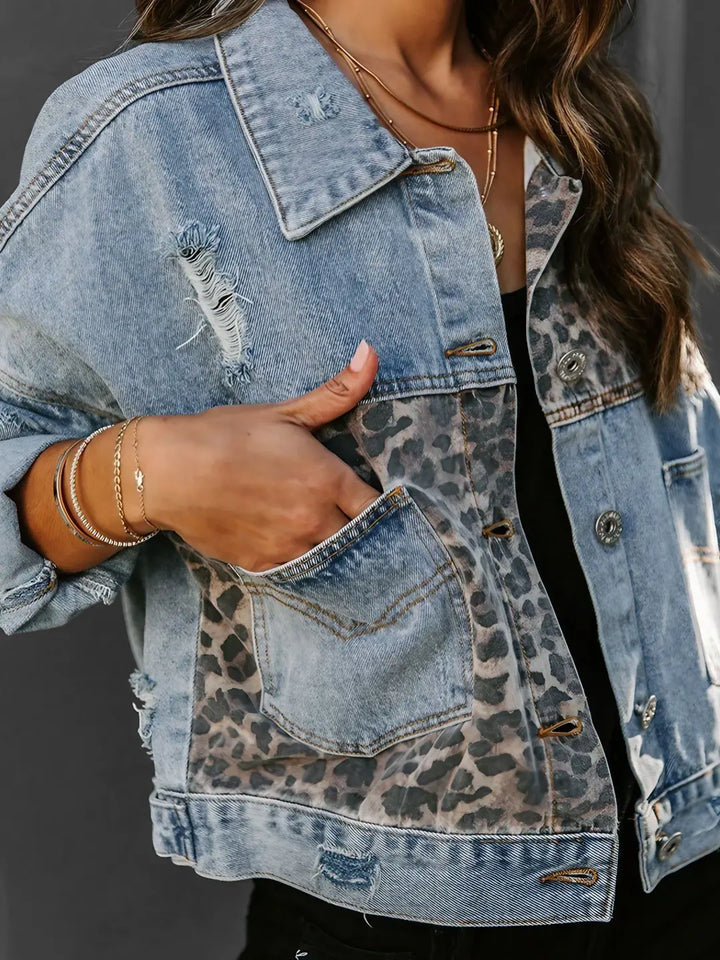 Leila | Leopard Print Denim Jacket