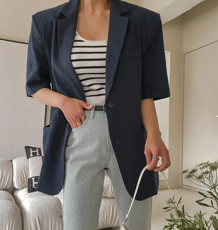 Fiamma™ - Blazer chic en lin dans des tons naturels