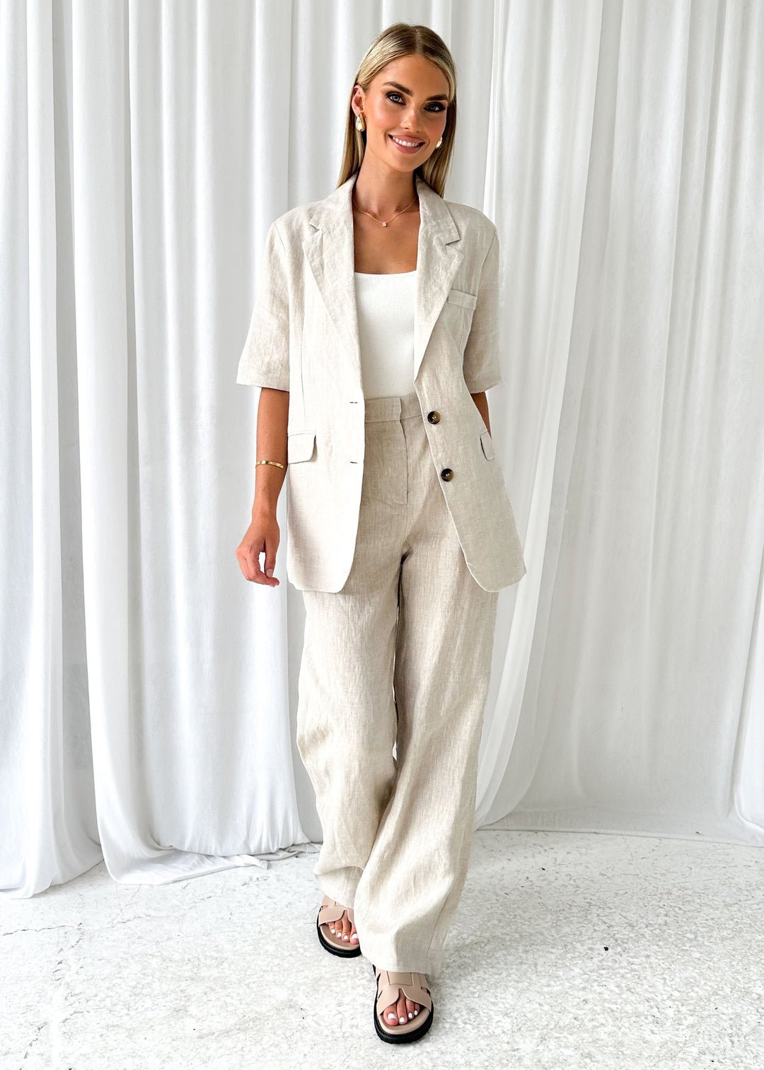 Fiamma™ - Blazer chic en lin dans des tons naturels