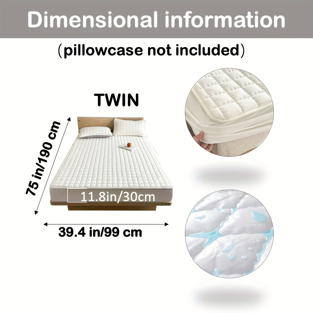 AquaQuard - 1pc Waterdichte matrasbeschermer met gewatteerd ontwerp, past op diepe matrassen, voor slaapkamer of logeerkamer
