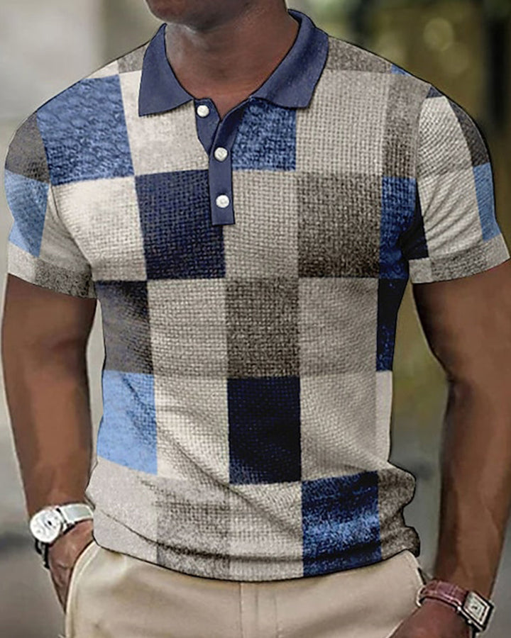 Nico - Short-sleeved polo shirt with check print