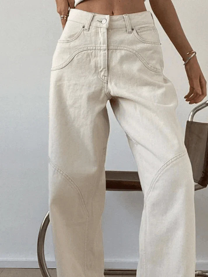 Theia - Vintage witte baggy jeans met split