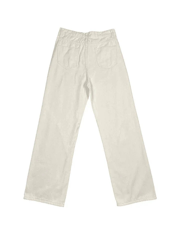 Theia - Vintage witte baggy jeans met split