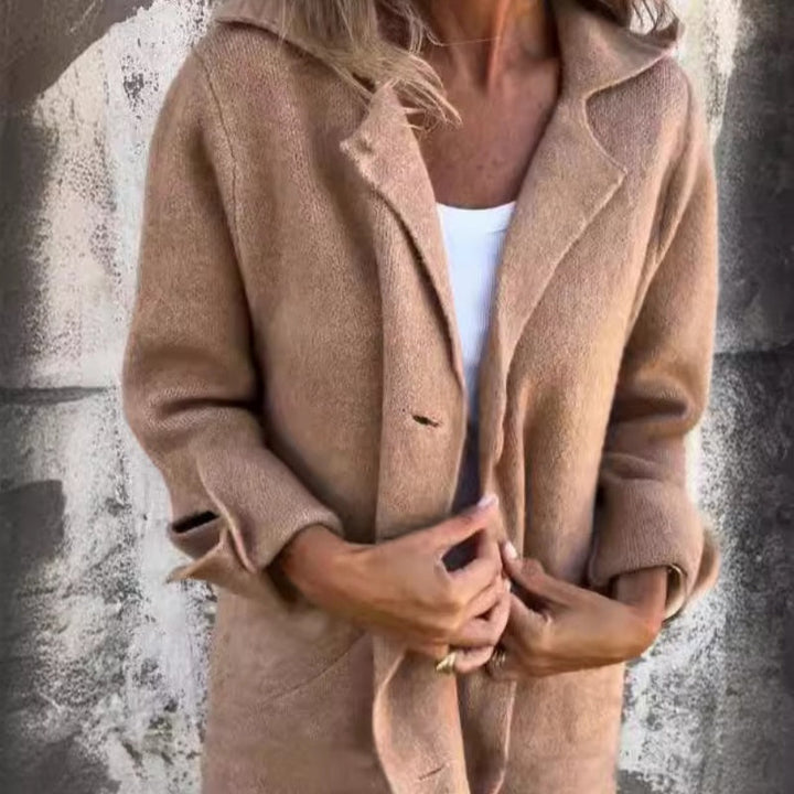 Evelina™ | Comfortable Solid Color Mid-Length Jacket