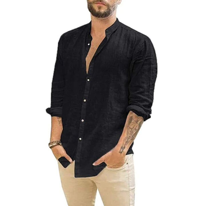 Chemise en lin Carpi | Chemise en lin décontractée et tendance à manches longues pour homme.