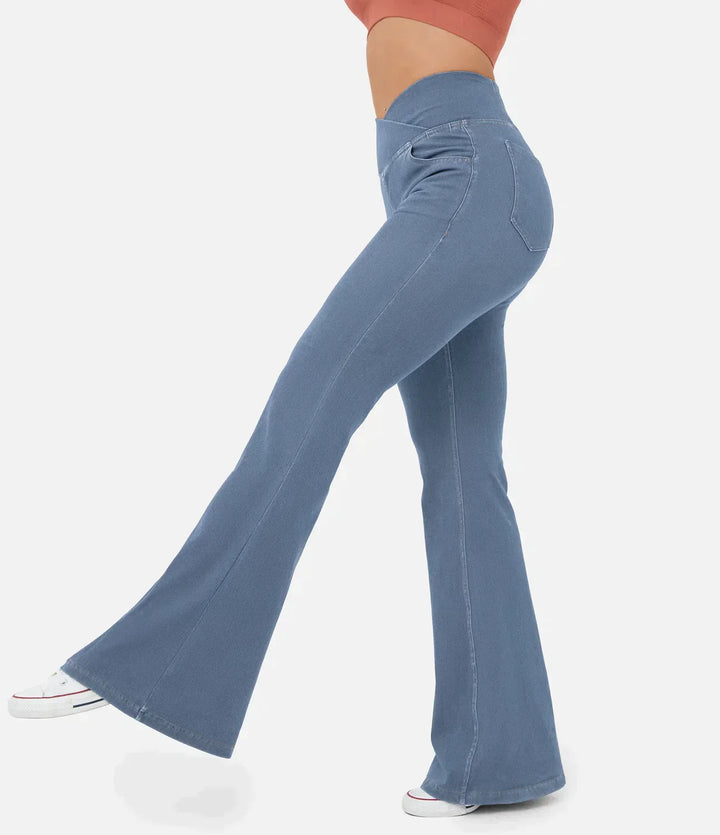 Cassia™ stretch flare jeans met hoge taille