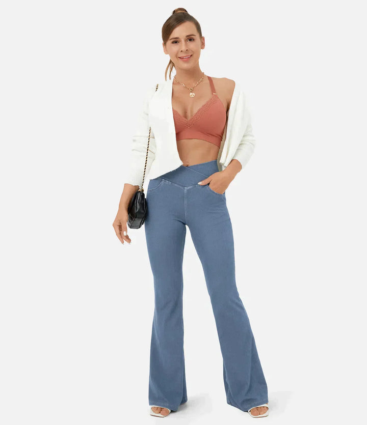 Cassia™ stretch flare jeans met hoge taille