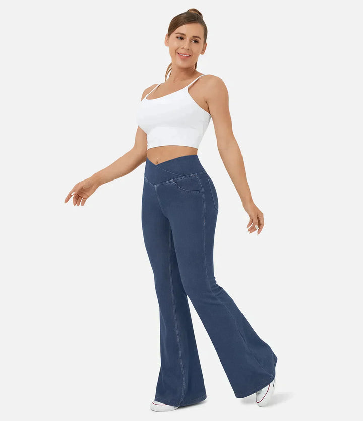 Cassia™ stretch flare jeans met hoge taille