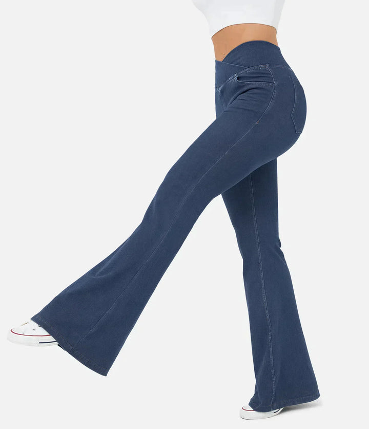 Cassia™ stretch flare jeans met hoge taille