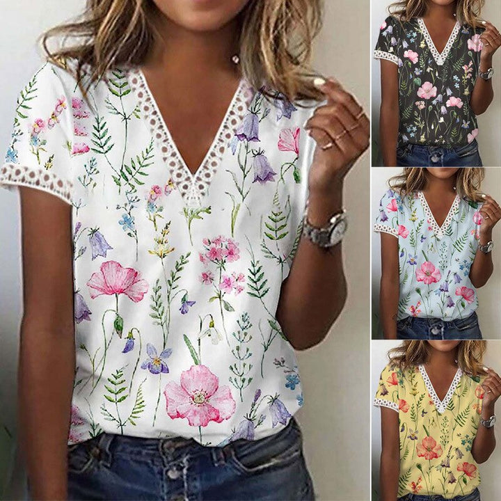 Camellia™ - Top met kantdetail en bloemenprint