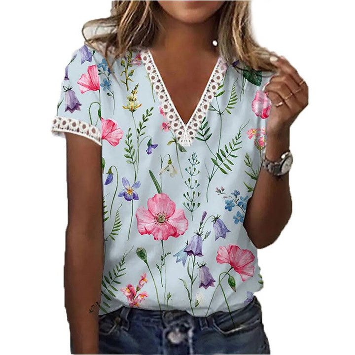 Camellia™ - Top met kantdetail en bloemenprint