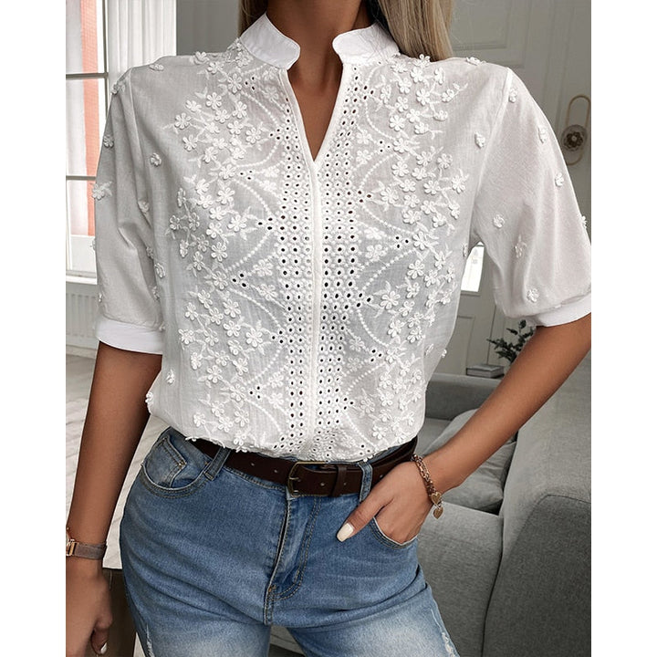 Luna™ - Blouse raffinée à manches courtes 